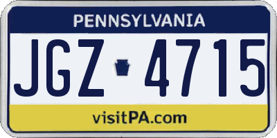 PA license plate JGZ4715
