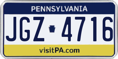 PA license plate JGZ4716