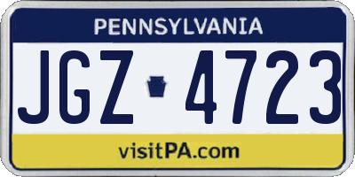 PA license plate JGZ4723