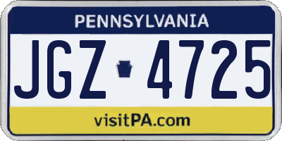 PA license plate JGZ4725