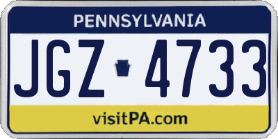 PA license plate JGZ4733