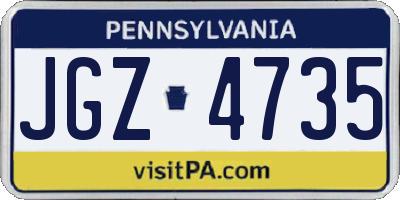 PA license plate JGZ4735