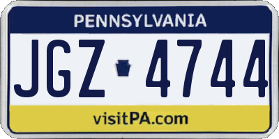 PA license plate JGZ4744