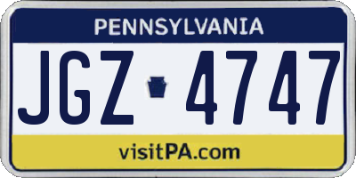 PA license plate JGZ4747