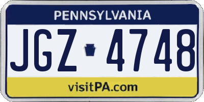 PA license plate JGZ4748