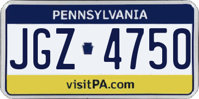 PA license plate JGZ4750