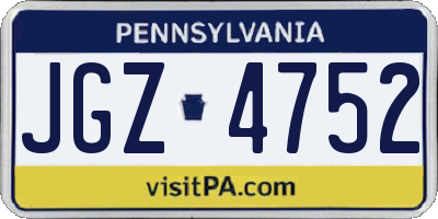 PA license plate JGZ4752