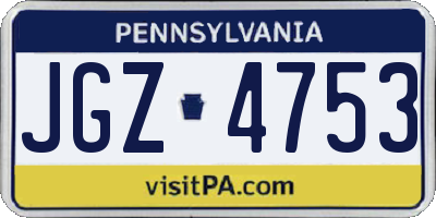PA license plate JGZ4753