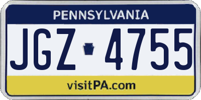 PA license plate JGZ4755