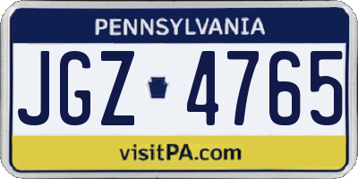PA license plate JGZ4765
