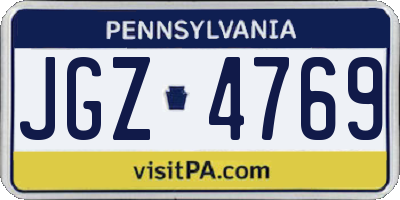 PA license plate JGZ4769