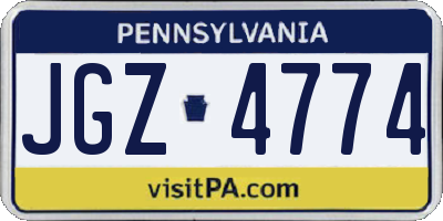 PA license plate JGZ4774