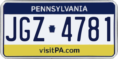 PA license plate JGZ4781