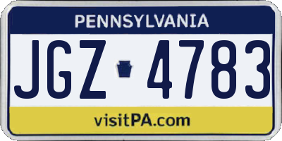 PA license plate JGZ4783