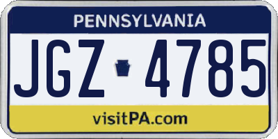 PA license plate JGZ4785