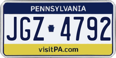 PA license plate JGZ4792