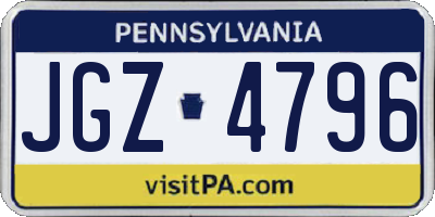 PA license plate JGZ4796