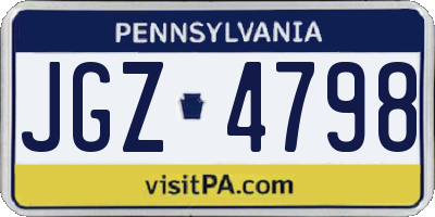 PA license plate JGZ4798