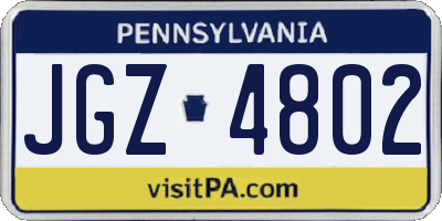 PA license plate JGZ4802
