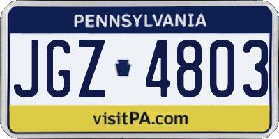 PA license plate JGZ4803