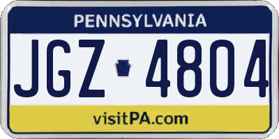 PA license plate JGZ4804