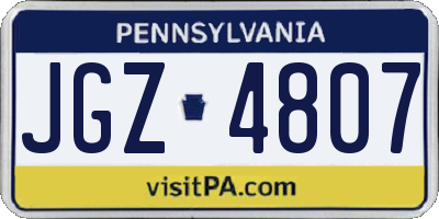 PA license plate JGZ4807