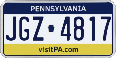 PA license plate JGZ4817