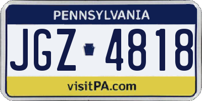 PA license plate JGZ4818