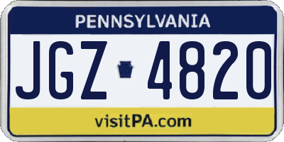 PA license plate JGZ4820