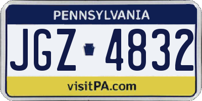 PA license plate JGZ4832