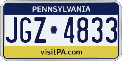 PA license plate JGZ4833