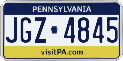 PA license plate JGZ4845