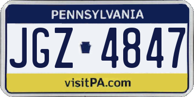 PA license plate JGZ4847