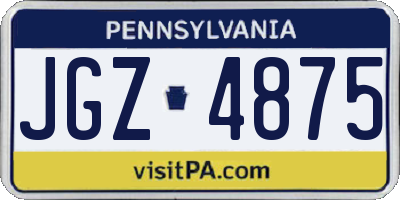 PA license plate JGZ4875