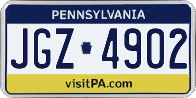 PA license plate JGZ4902