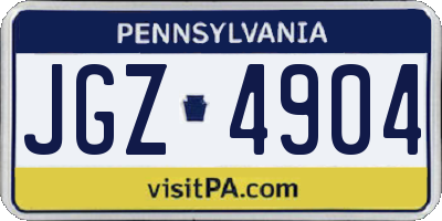 PA license plate JGZ4904