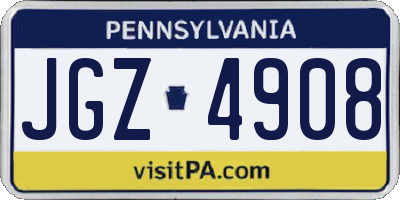 PA license plate JGZ4908