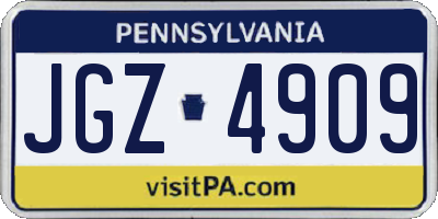 PA license plate JGZ4909