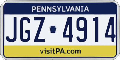 PA license plate JGZ4914