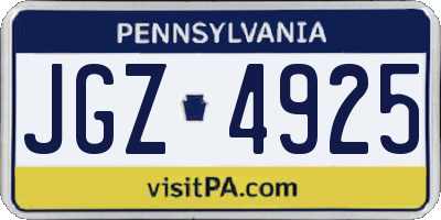 PA license plate JGZ4925