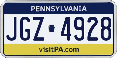 PA license plate JGZ4928