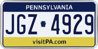 PA license plate JGZ4929