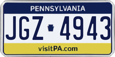 PA license plate JGZ4943