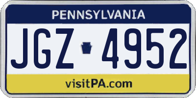 PA license plate JGZ4952