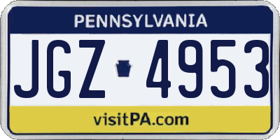 PA license plate JGZ4953