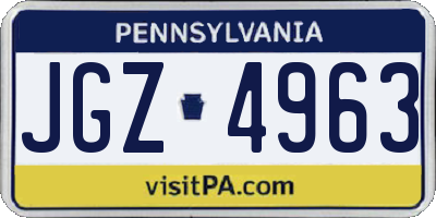PA license plate JGZ4963