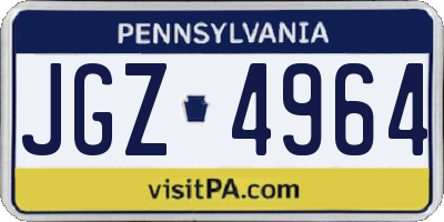 PA license plate JGZ4964
