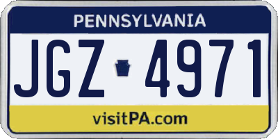 PA license plate JGZ4971