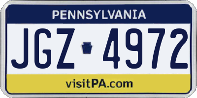 PA license plate JGZ4972