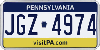 PA license plate JGZ4974